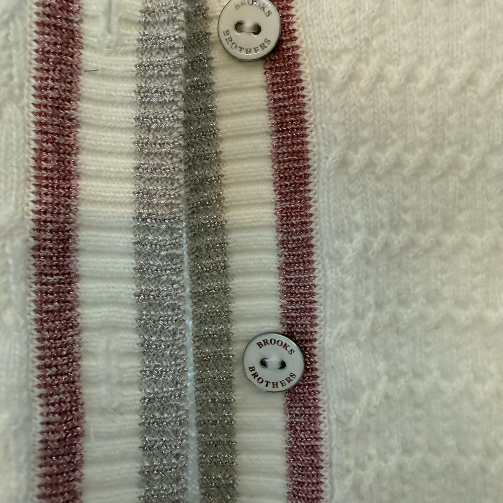 Women's cotton Cream Cardigan Sweater - Picture 6 of 10